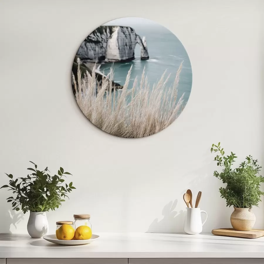  Peintures Mer et arche rocheuse, vue à travers les herbes sèches r46142