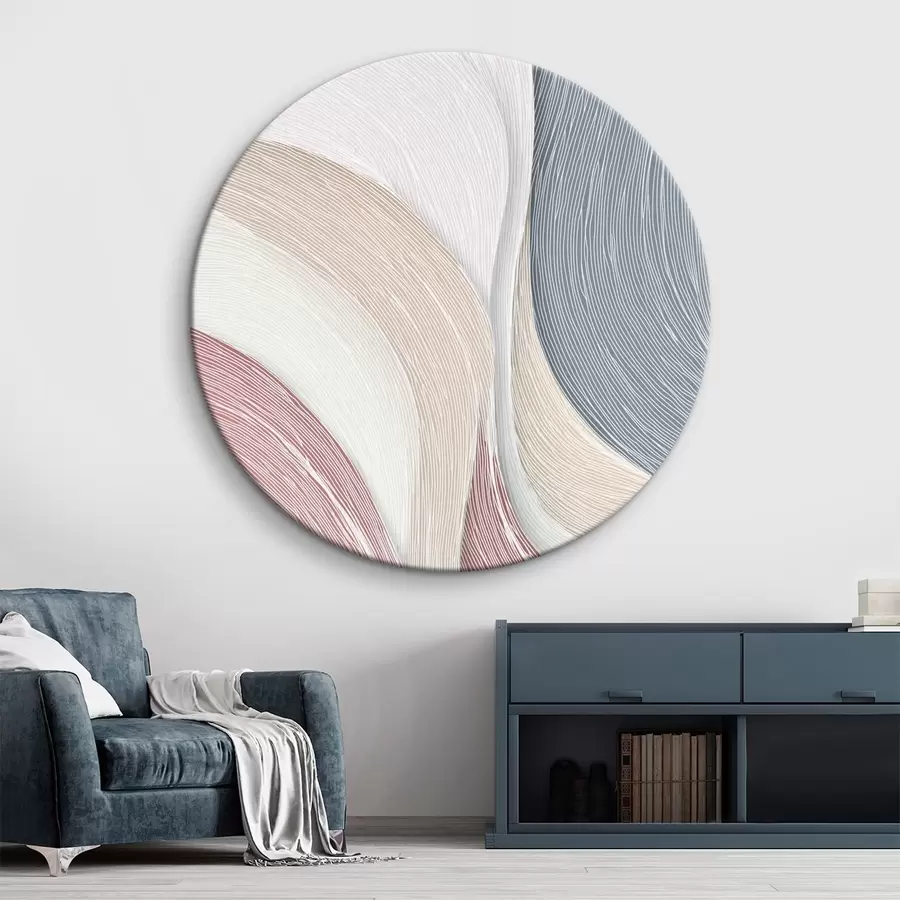  Schilderijen Lichte abstracte golven in lichtroze en grijs-witte tinten r46153