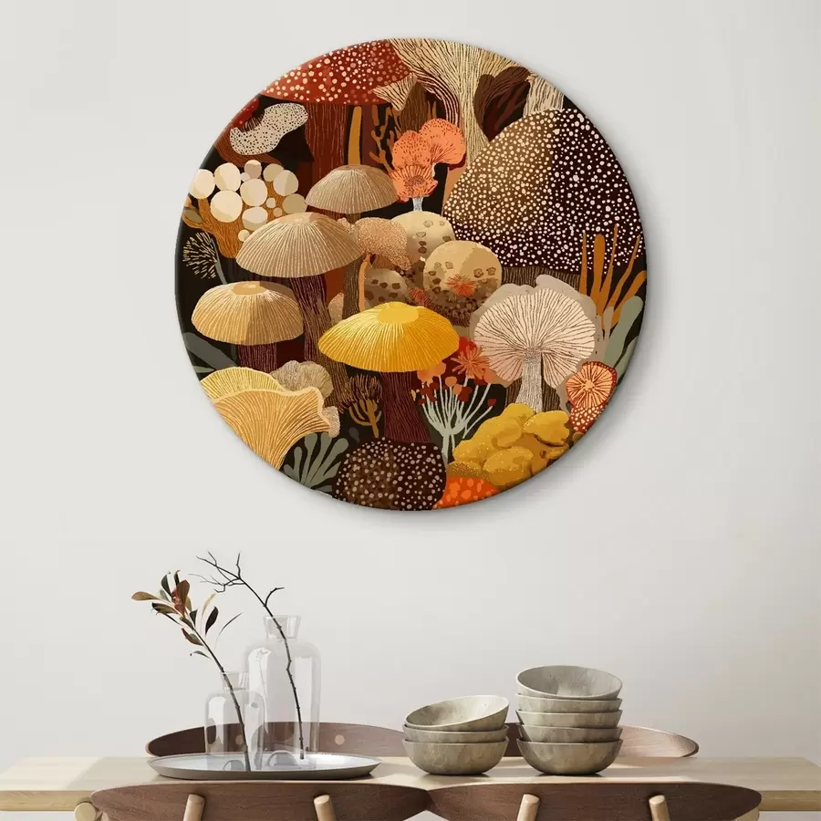  Schilderijen Samenstelling van verschillende bospaddestoelen in warme tinten r46170