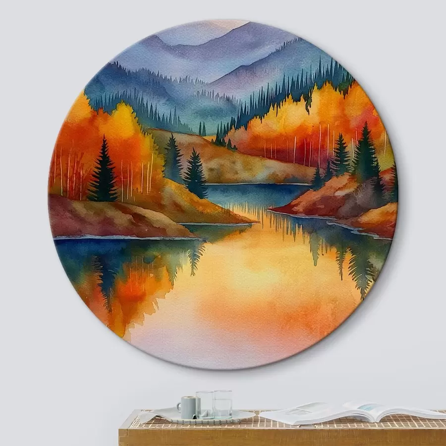  Peintures Paysage automnal avec des montagnes se reflétant dans un lac calme r46174