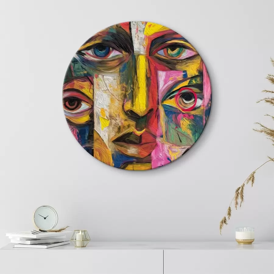  Schilderijen Abstract gezicht met heldere geometrische vormen r46175