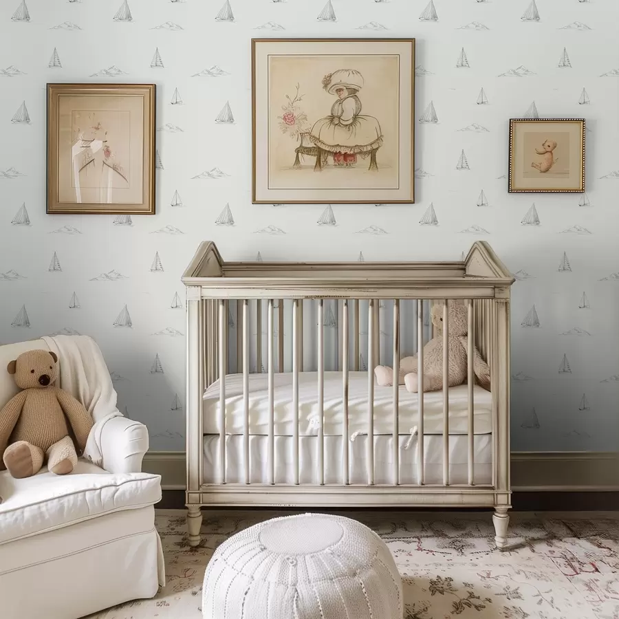 Papier peint photo Esquisse de yachts et d'îles, fond clair a00654v2