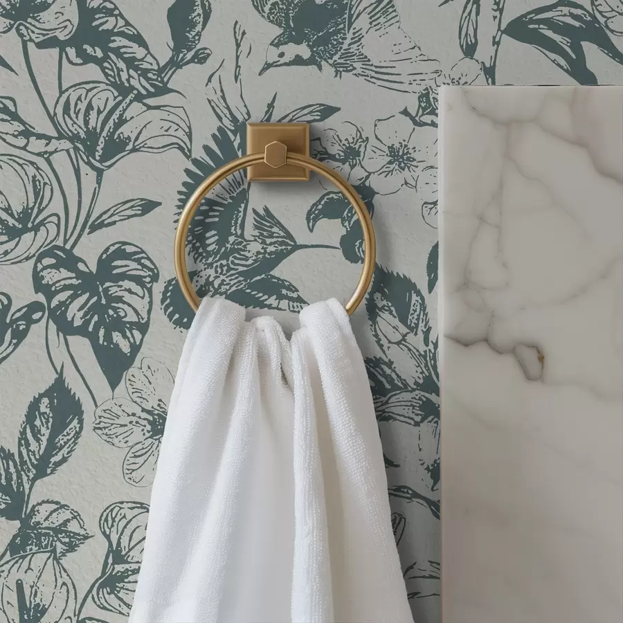 Fotobehang Monochroom bloemenornament met vogels a00737