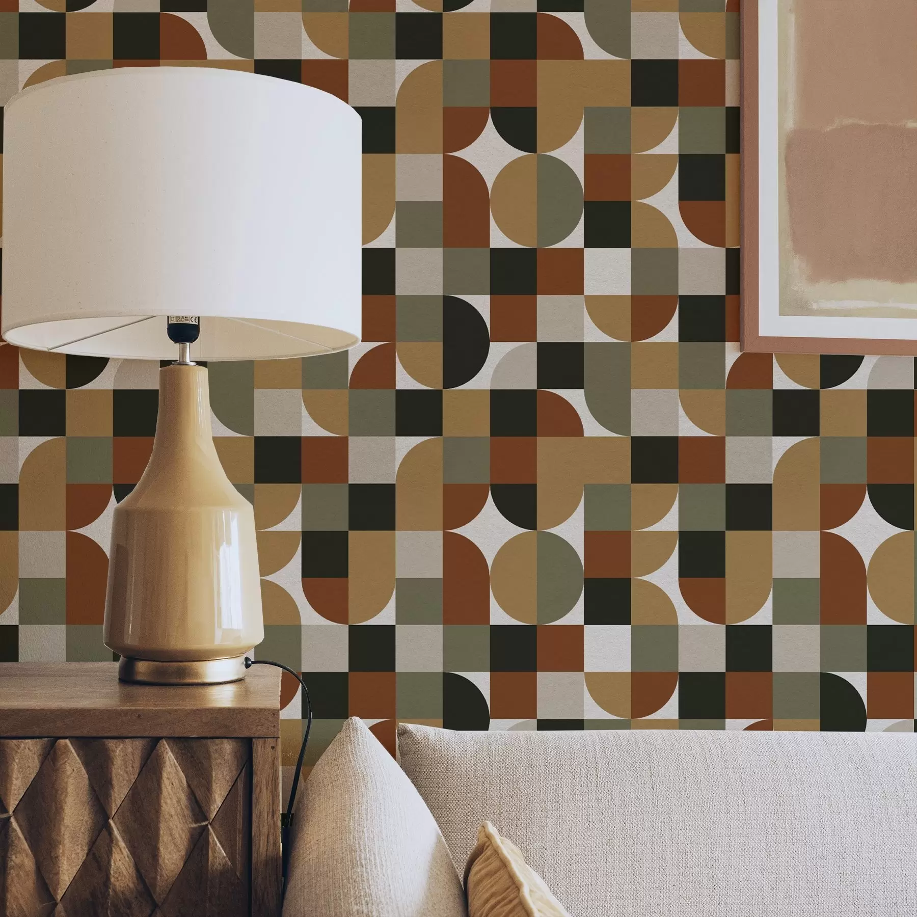 Fotobehang Modulaire geometrie in warme aardetinten a00770