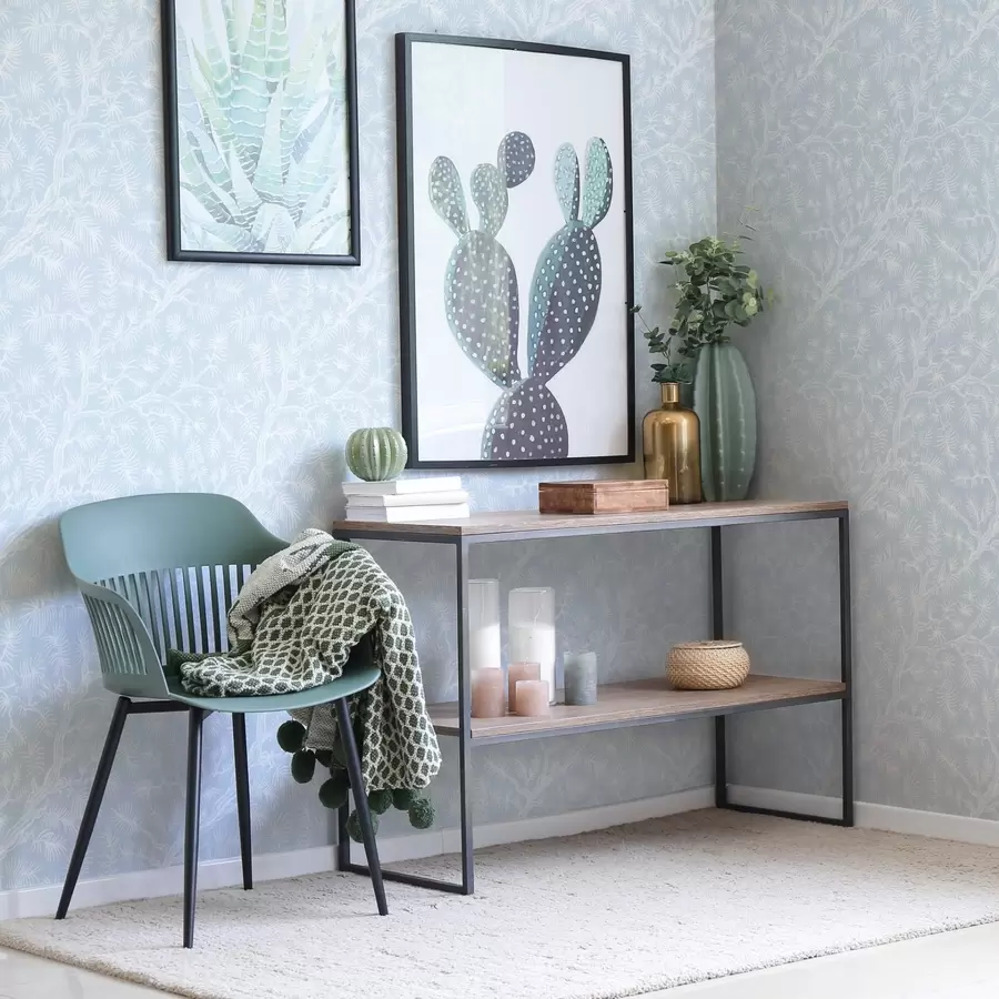 Fotobehang Pijnboomtakken in lichte tinten op blauwe achtergrond a00838