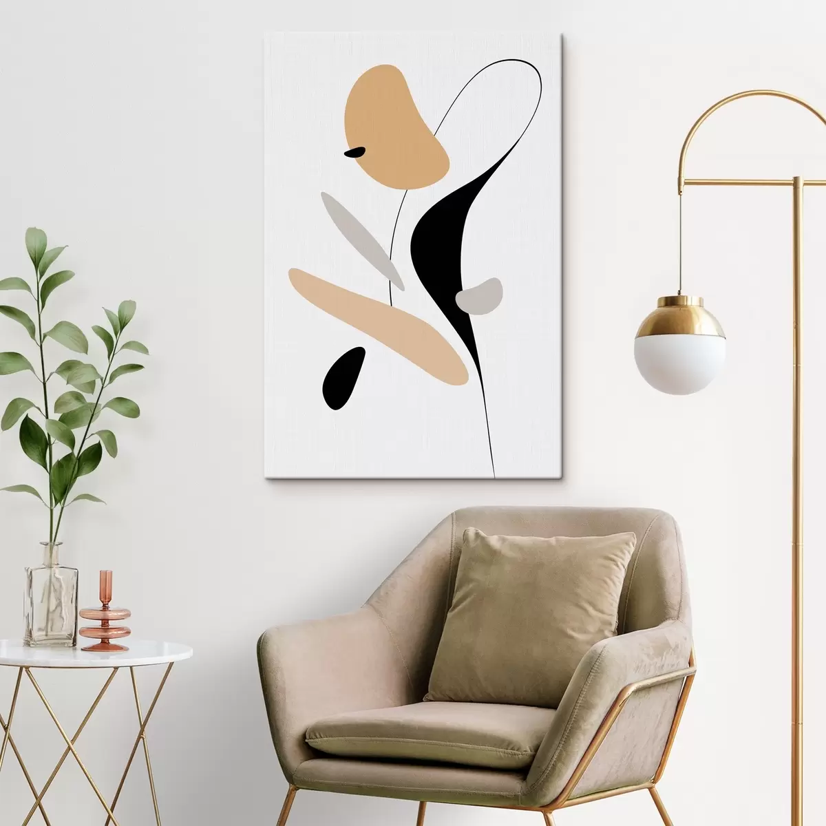  Peintures Composition abstraite avec des taches et des lignes s46350