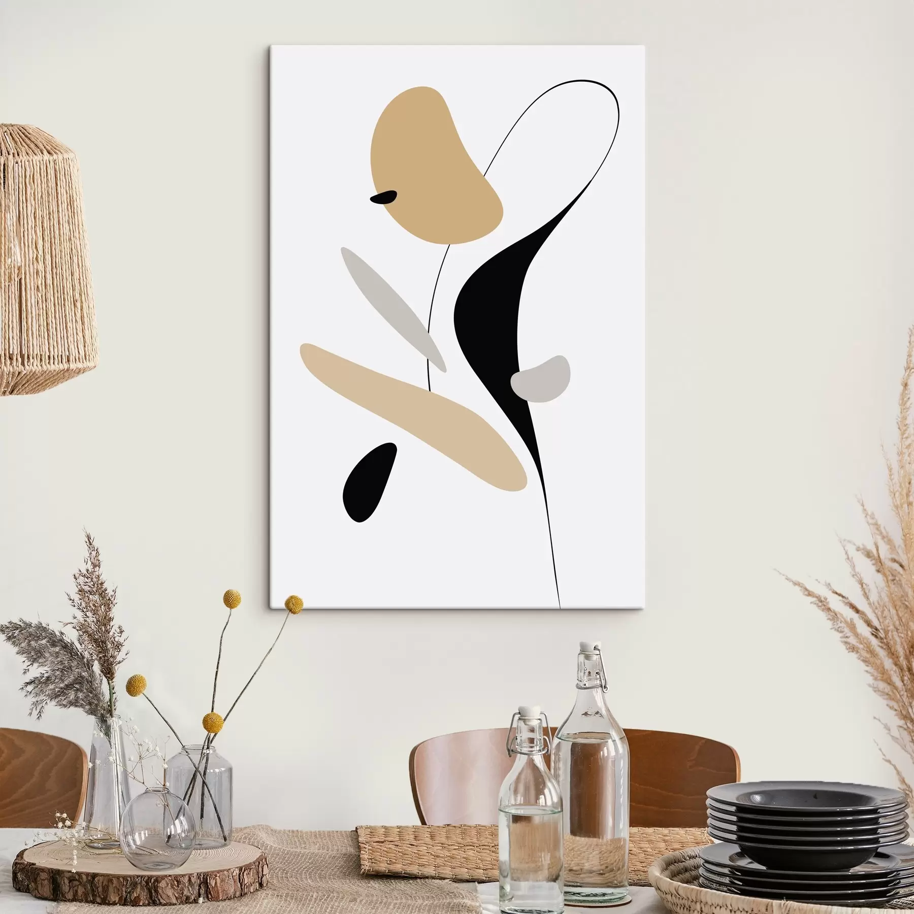  Peintures Composition abstraite avec des taches et des lignes s46350