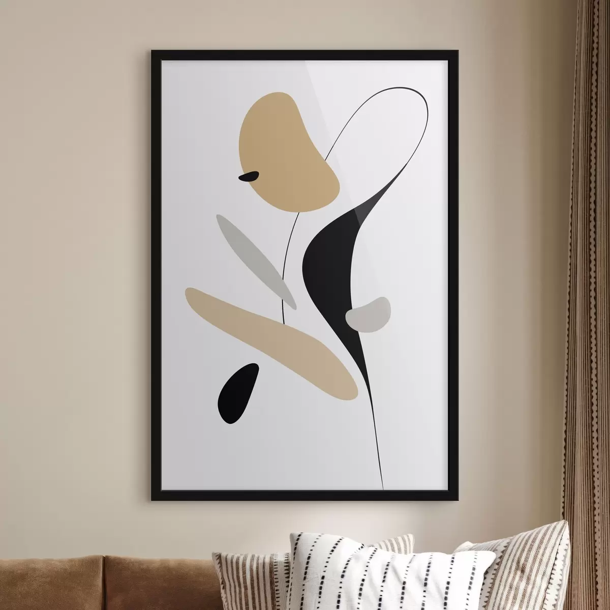 Poster Abstracte compositie met vlekken en lijnen f46350