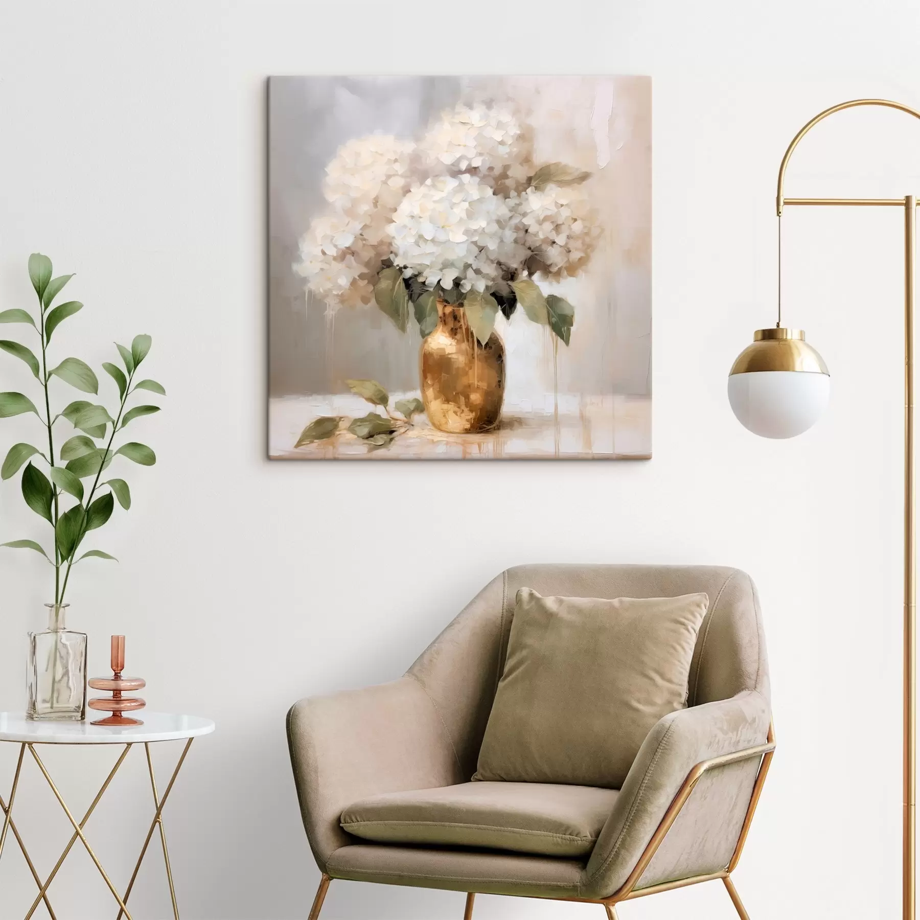  Peintures Bouquet délicat d'hortensias dans un vase s46263