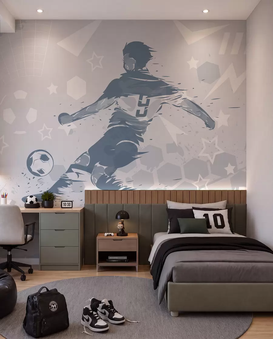 Fotobehang Voetbal in blauwe inkt w04763v1