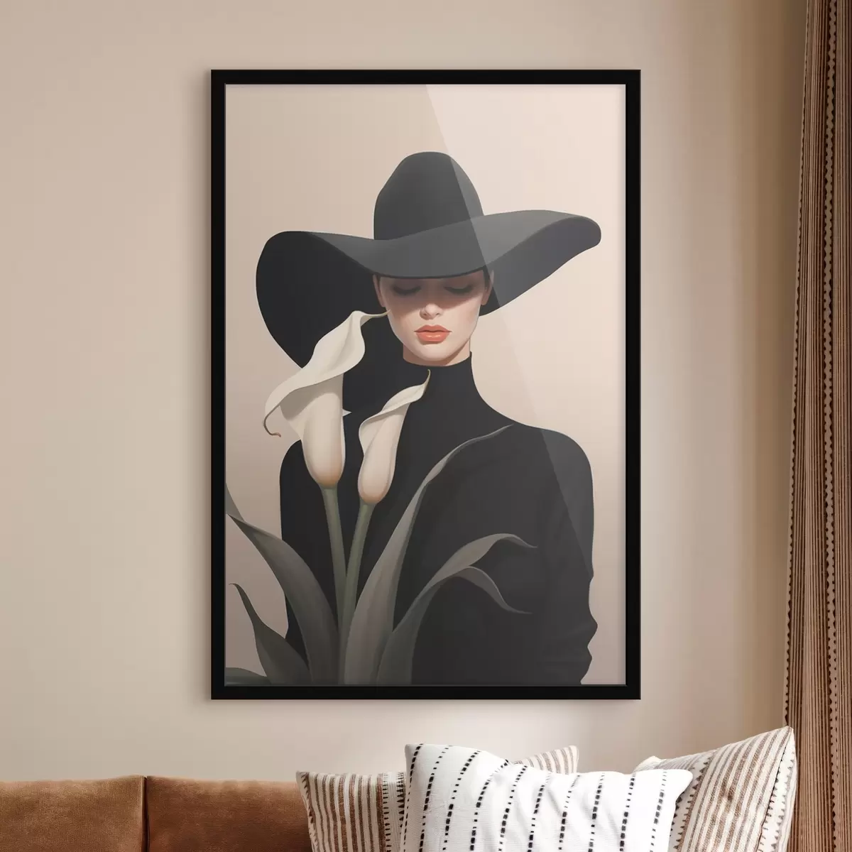 Affiche Fille au chapeau avec des calas f46420