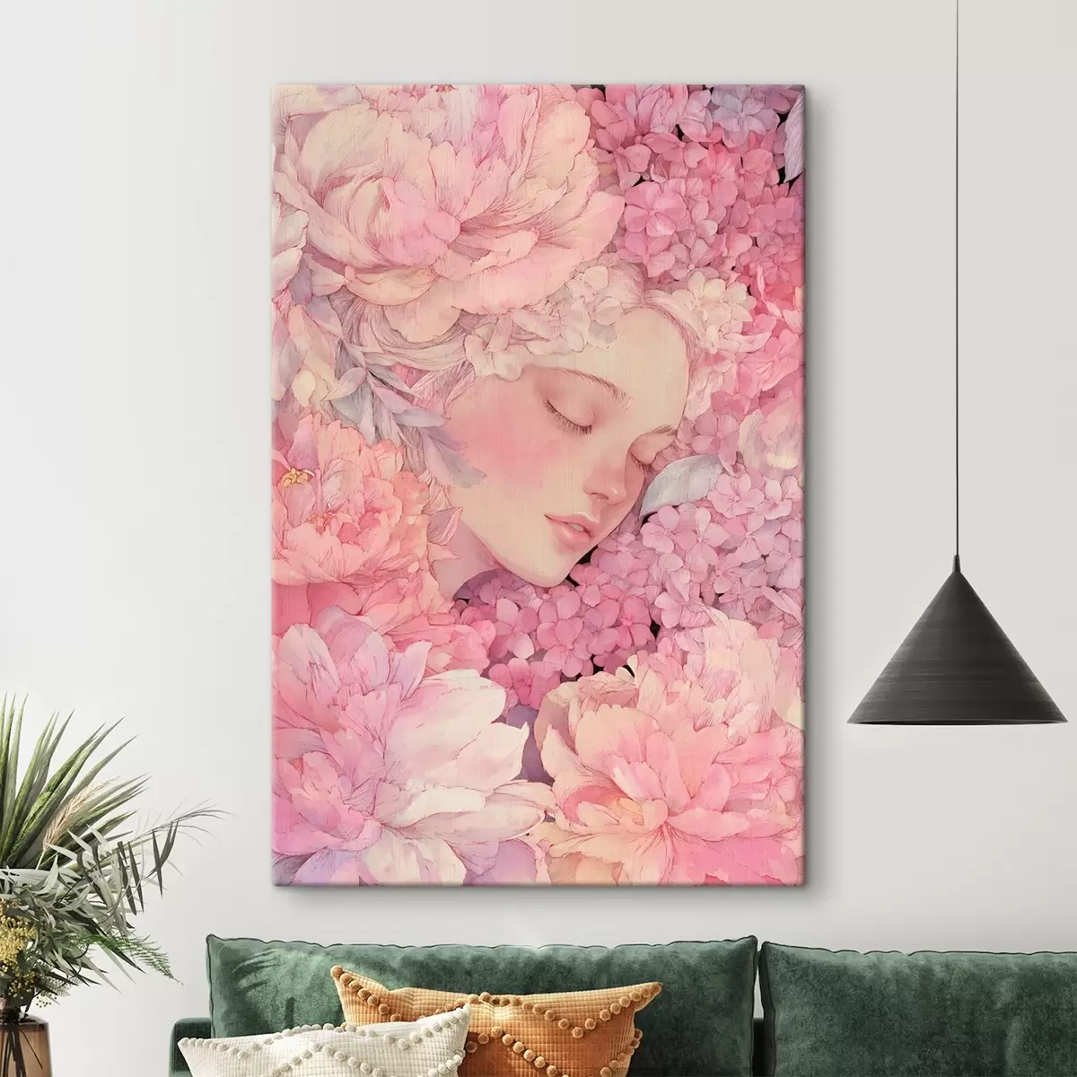  Peintures Visages avec des pivoines s46363