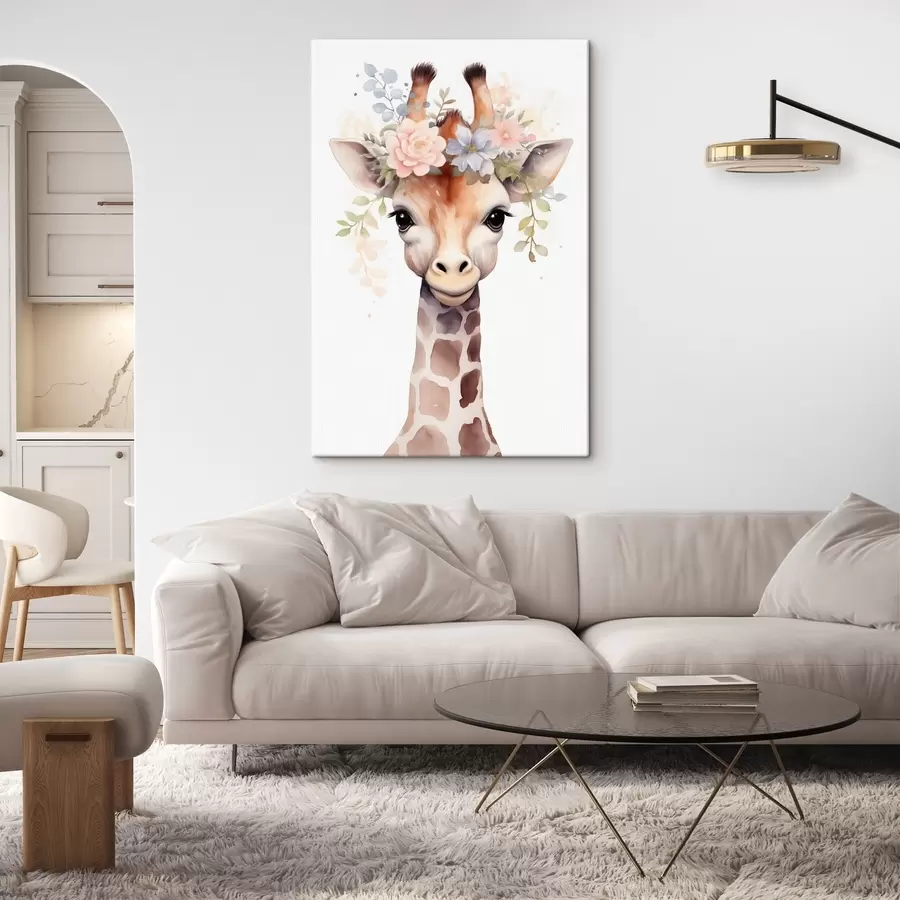 Peintures Girafe avec des fleurs s46382