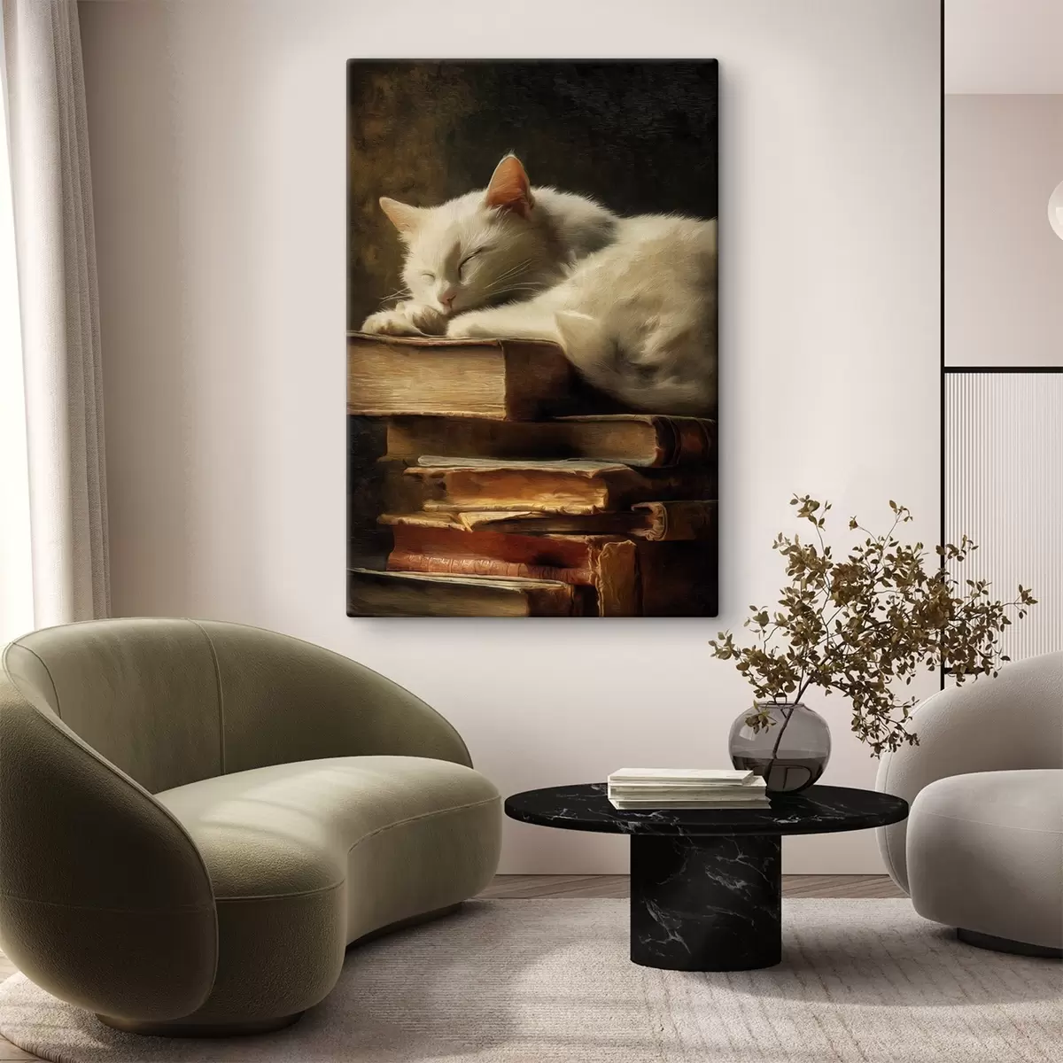  Peintures Chat sur des livres s46428