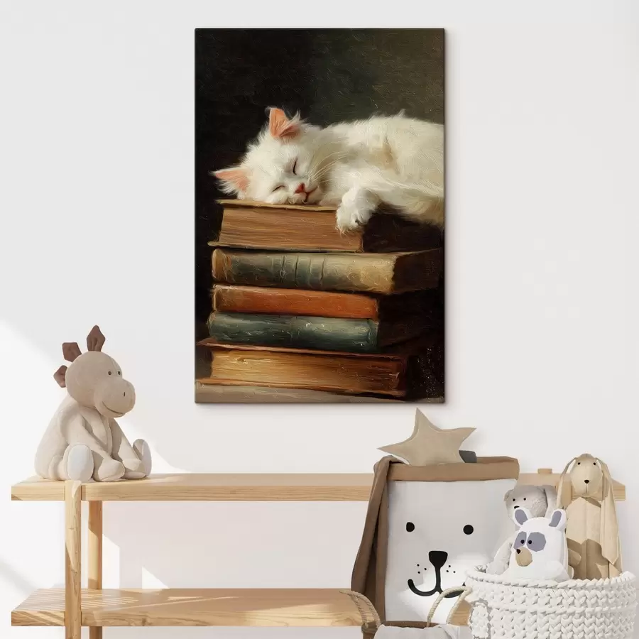  Peintures Chat sur des livres s46429