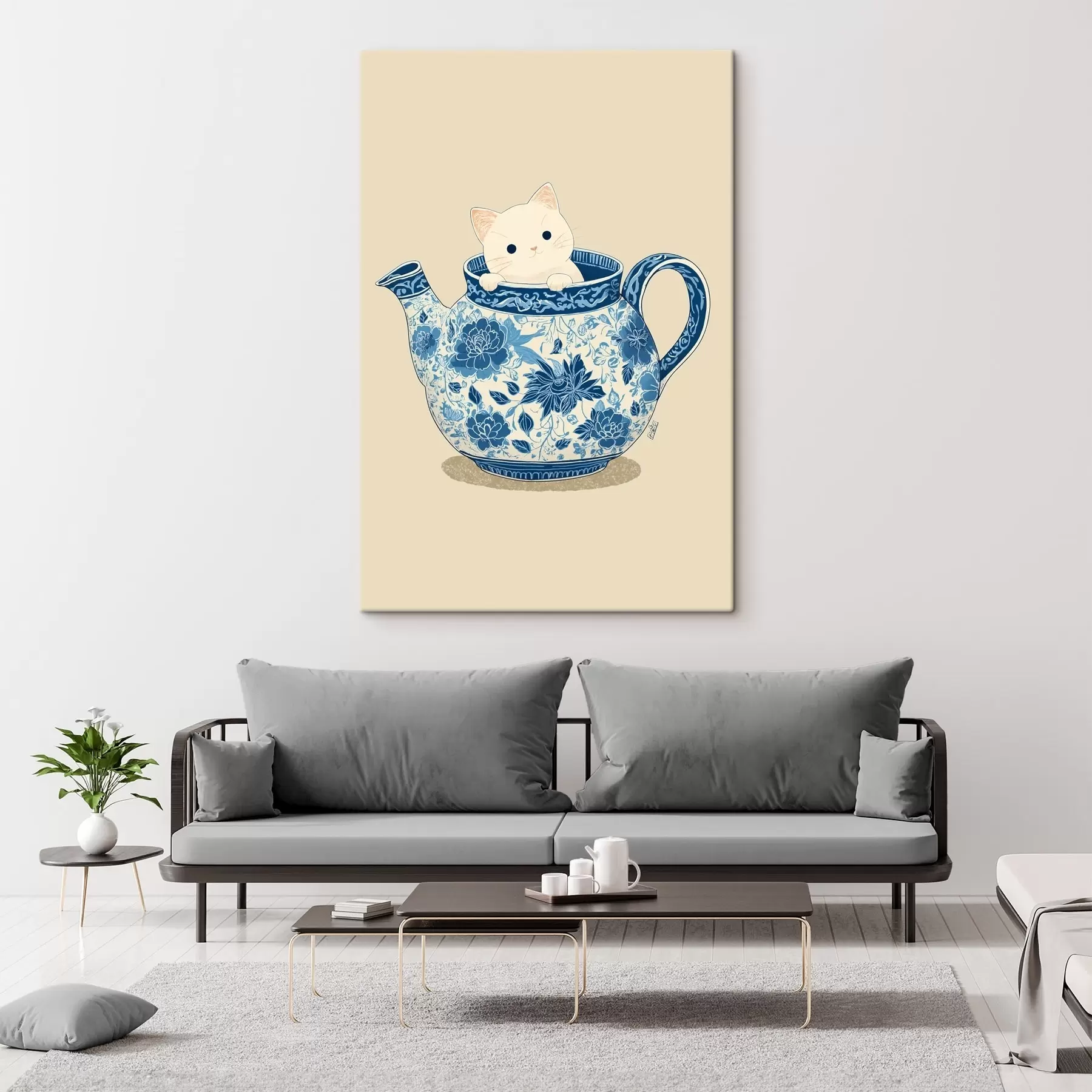  Schilderijen Kat in theepot s46431