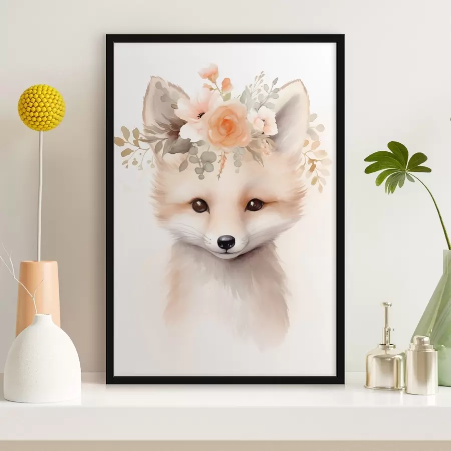 Papier peint photo Renard avec des fleurs f46381