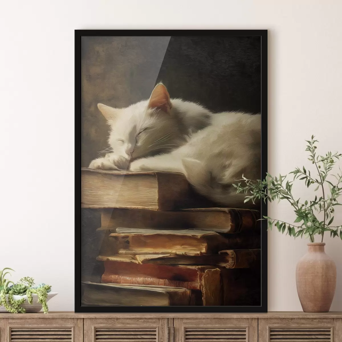 Poster Kat op boeken f46428