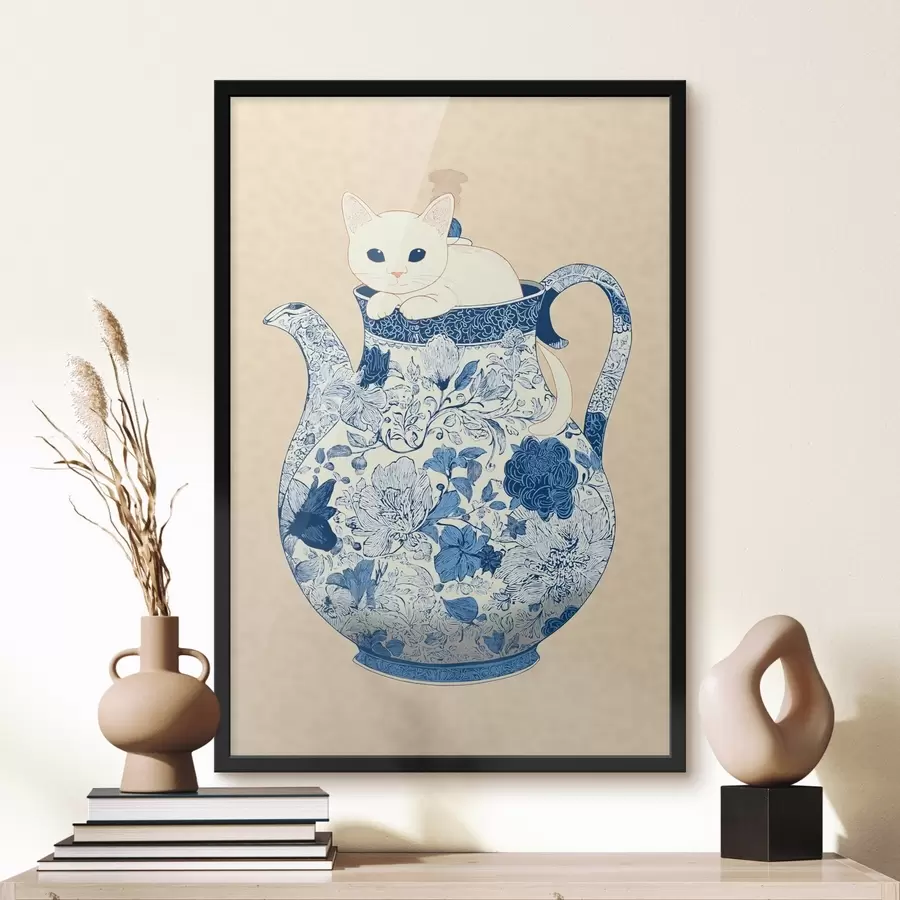 Fotobehang Kat in kruik f46432