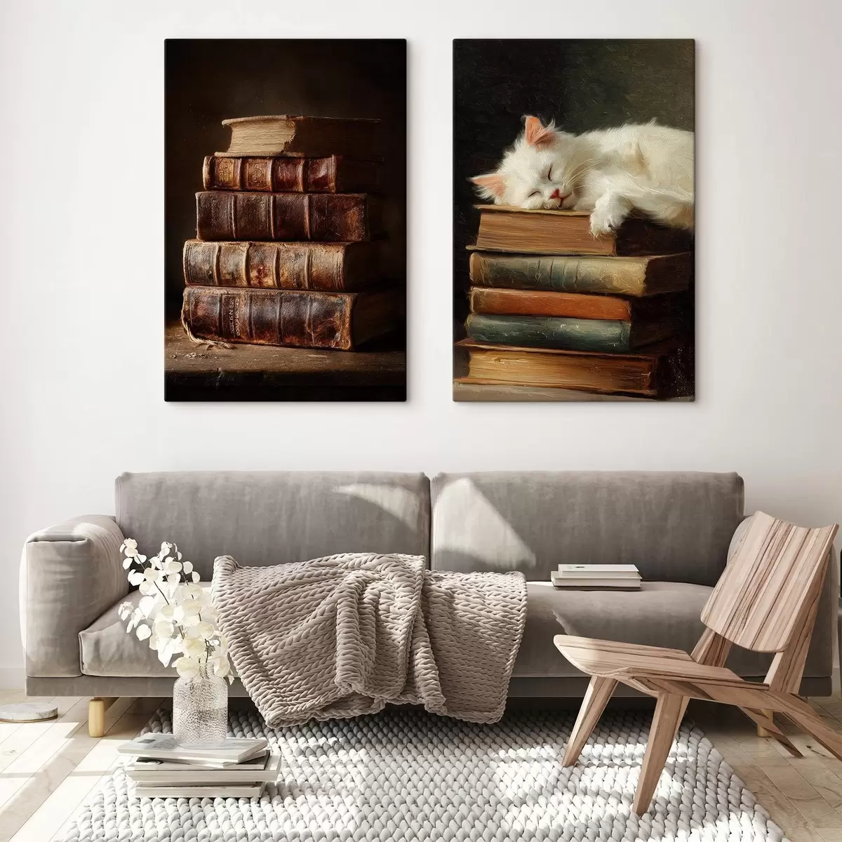  Peintures Chat sur des livres m00919