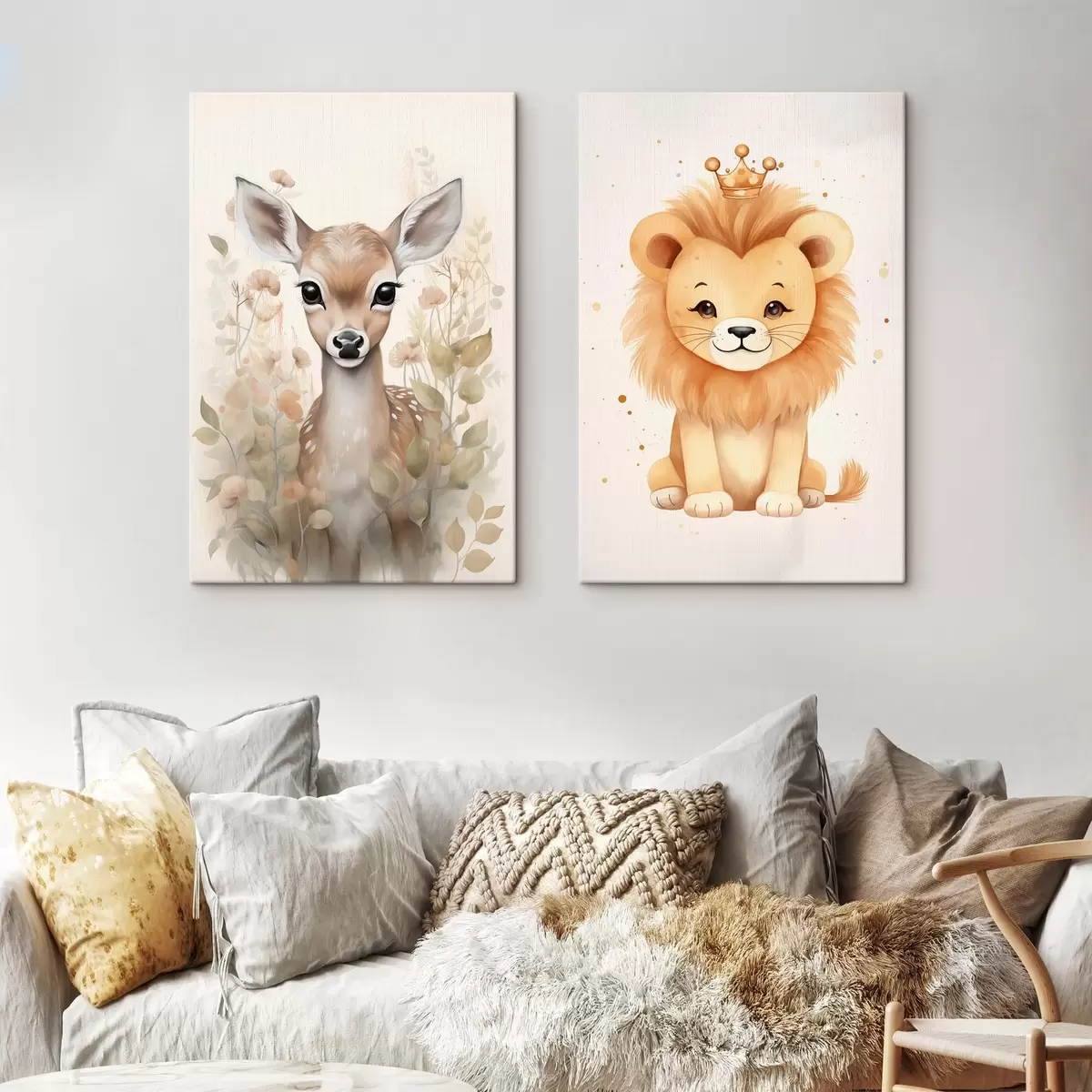  Schilderijen Herten en leeuwen m00922