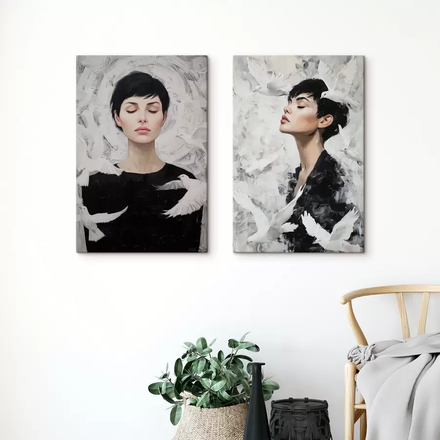  Peintures Femme aux colombes m00923