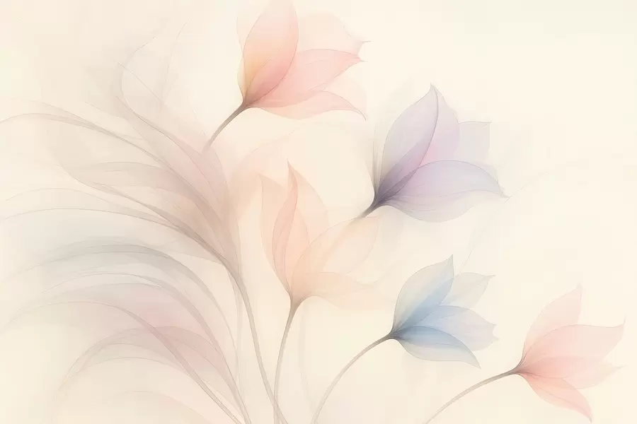 Fotobehang delicate semi-transparante tulpen op een beige achtergrond w04754