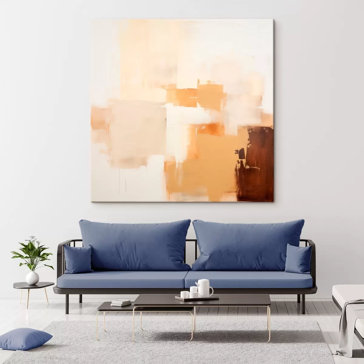  Peintures Formes géométriques beiges et marron dans un style abstrait s46306