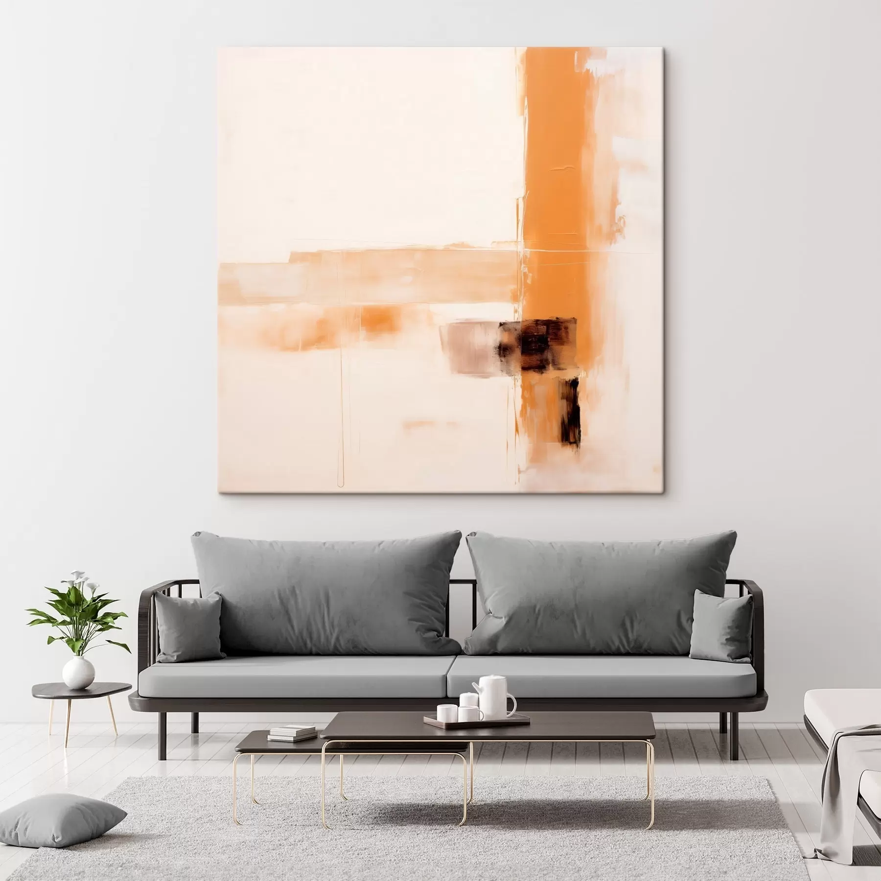  Schilderijen Oranje en bruine abstractie s46307