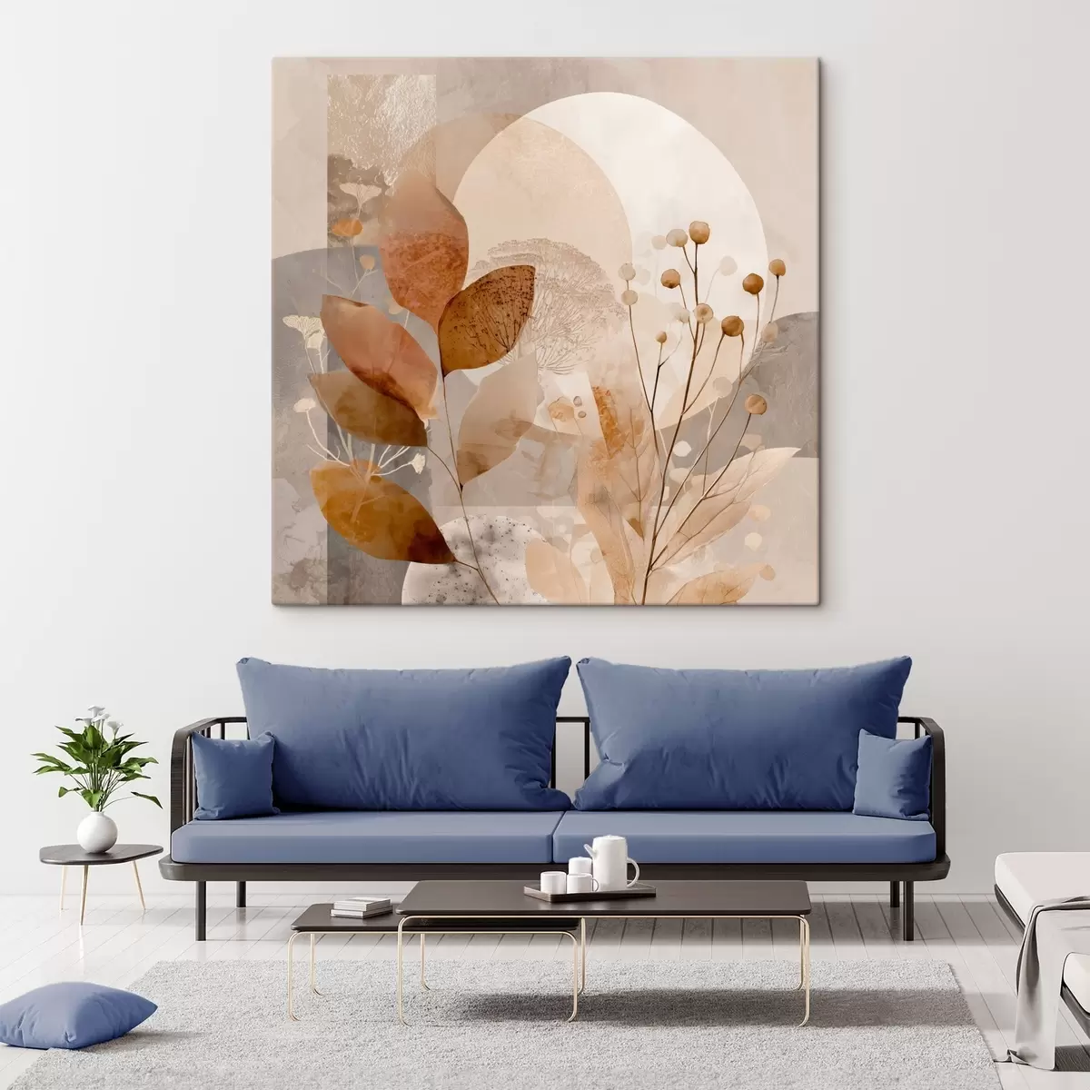  Peintures Motif floral beige et marron s46308