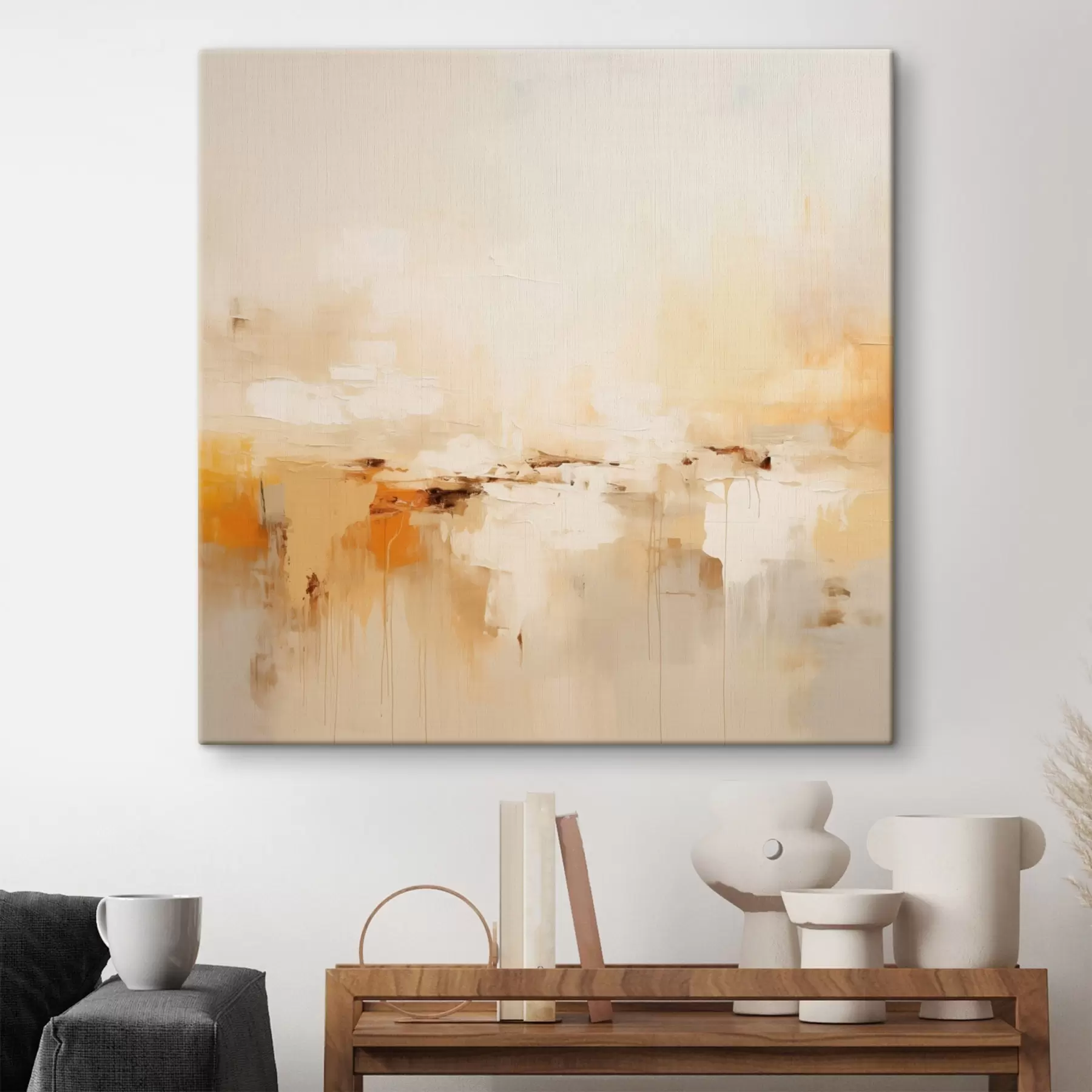  Peintures Abstraction légère de style huile avec des accents orange s46315