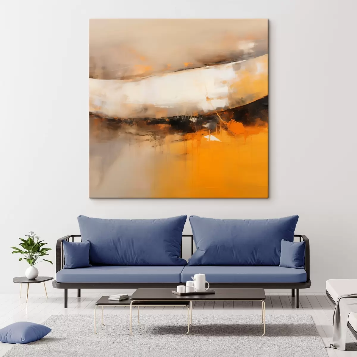  Schilderijen Dynamische compositie met oranje en donkere tinten s46318