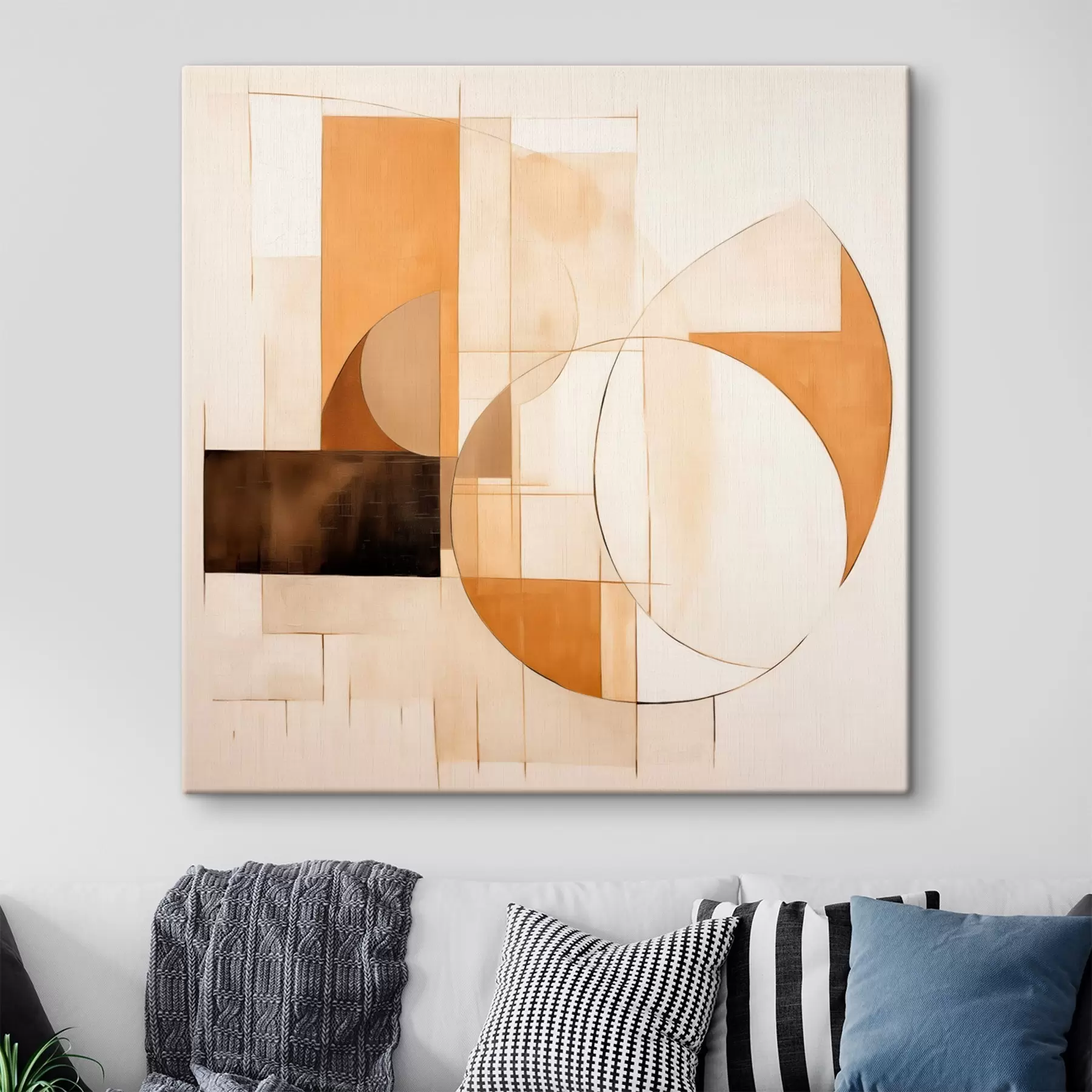  Schilderijen Abstracte minimalistische compositie in warme tinten s46321