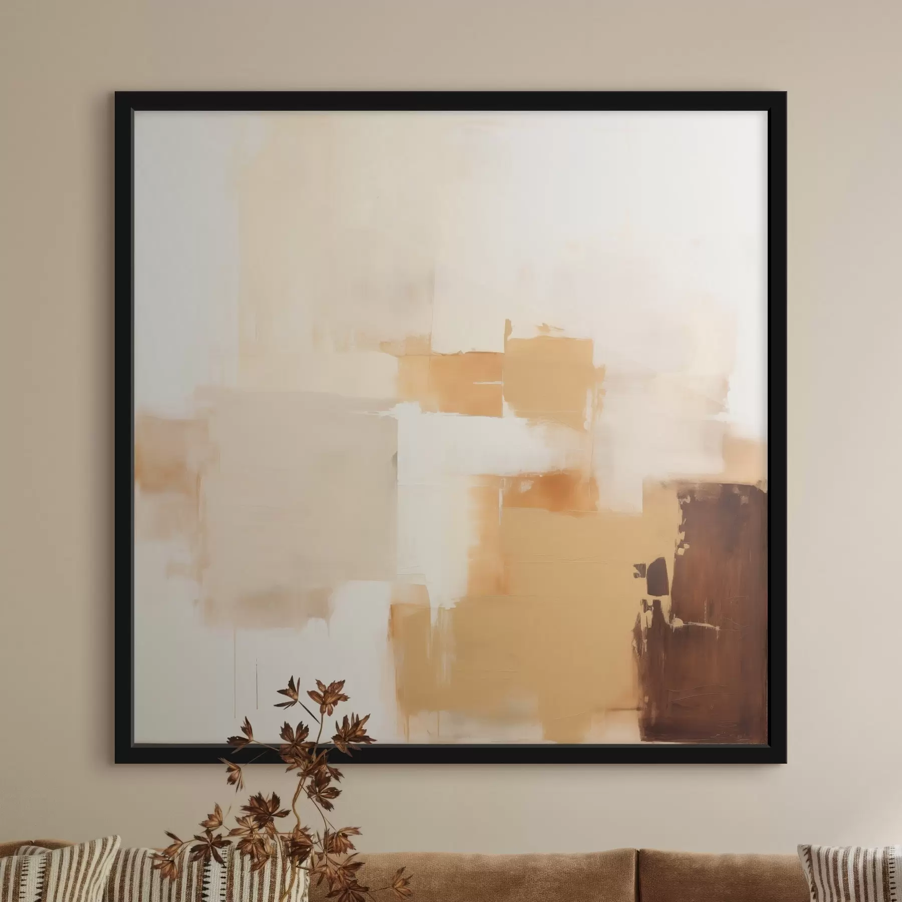 Fotobehang Beige en bruine geometrische vormen in abstracte stijl f46306