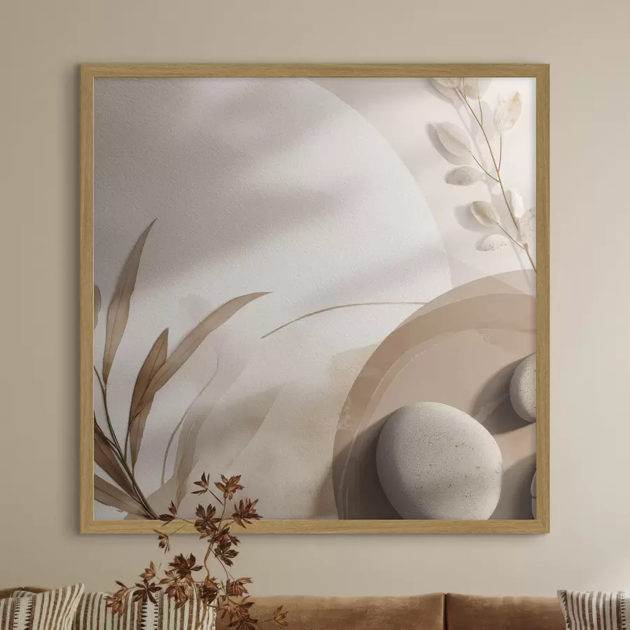 Papier peint photo Pierres et ombres sur le mur dans des tons beiges f46311