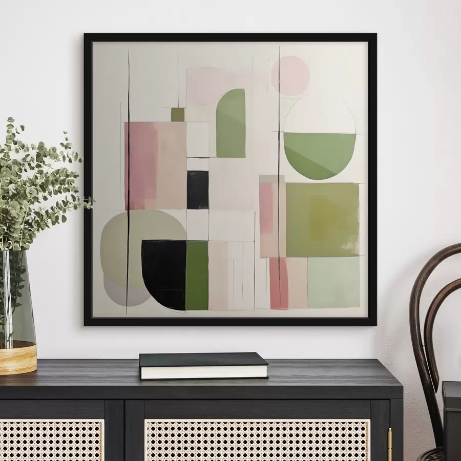 Fotobehang Abstracte kunst met kleurrijke blokken en lijnen f46313