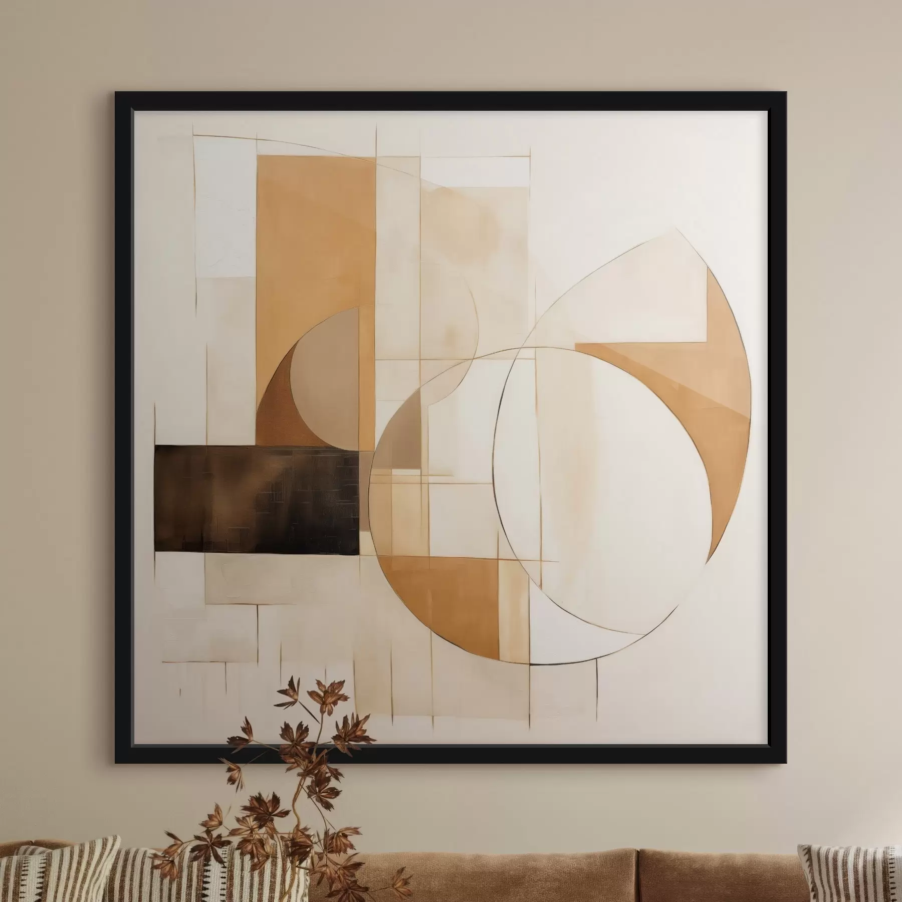 Fotobehang Abstracte minimalistische compositie in warme tinten f46321