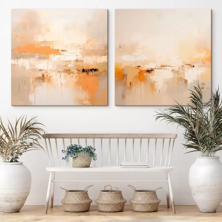  Peintures Peinture abstraite lumineuse aux teintes automnales m00895