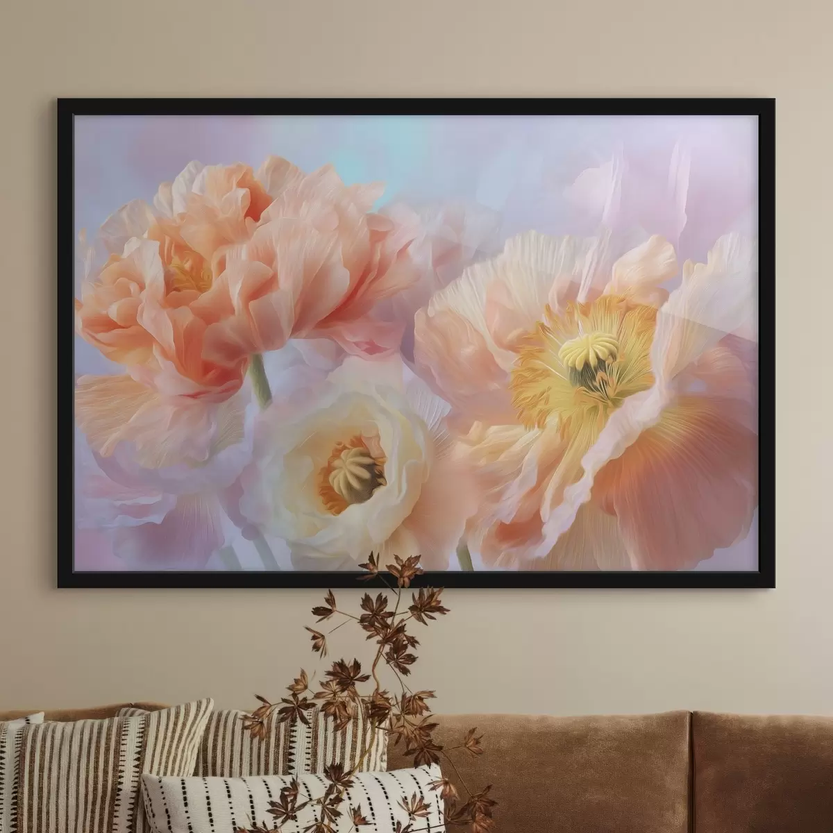 Poster Delicate bloemen in pasteltinten met zachte verlichting f46160