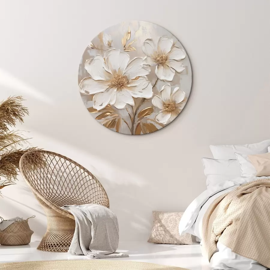  Peintures Fleurs texturées sur fond clair aux nuances chaudes r46166