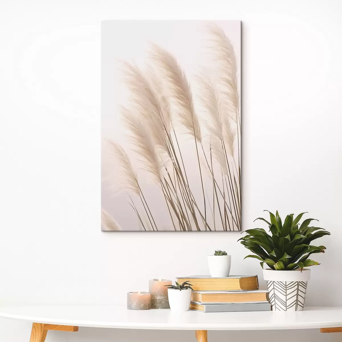  Schilderijen Lichte grassen met pluizige toppen op een bleke achtergrond s46179