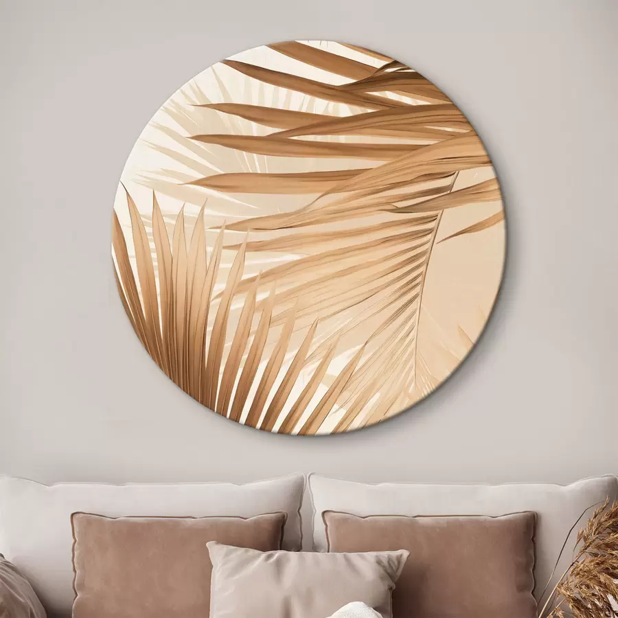  Peintures Feuilles de palmier abstraites dans des tons bruns, tropical, botanique, nature, minimaliste, élégant, design moderne r46275