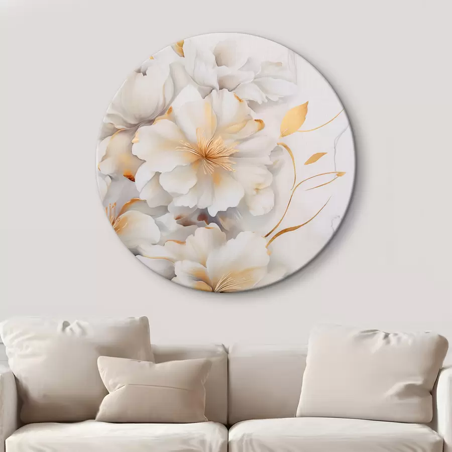  Peintures Fleurs blanches avec des détails jaunes, pétales avec des ombres subtiles, fond clair avec un effet marbré subtil r46292