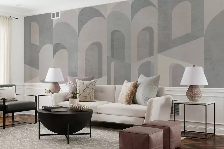 Fotobehang stedelijke metamorfoses van de boog in poedergrijze tinten w04812