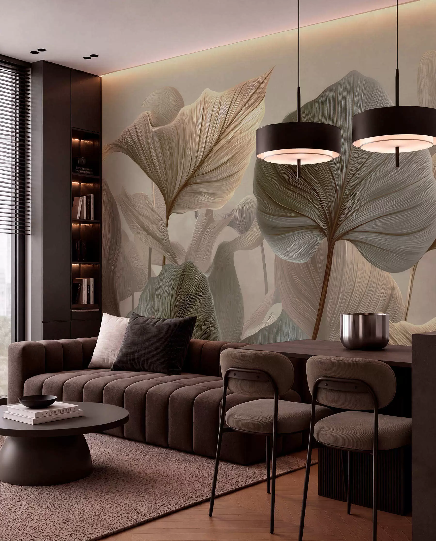 Fotobehang Lichte botanische waaiers w04848