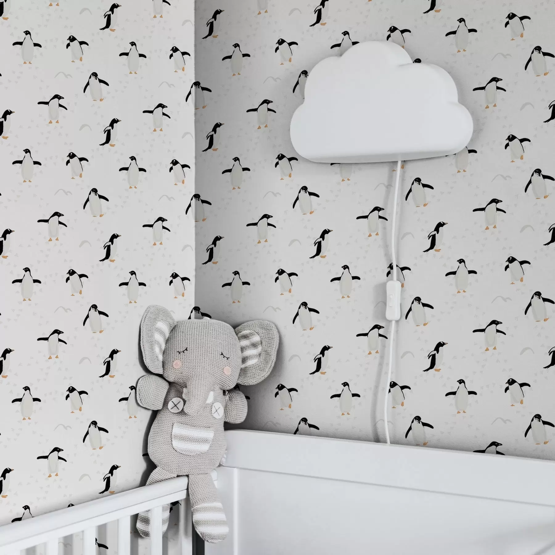 Papier peint photo Pingouins sur fond blanc avec empreintes de pas a00655v1