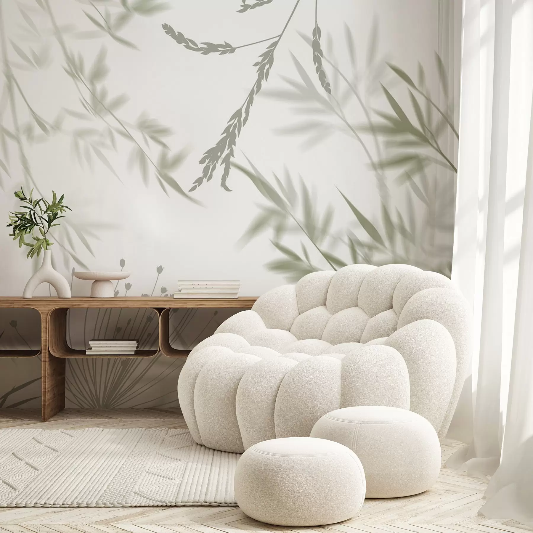 Fotobehang Silhouetten van gebladerte w04850