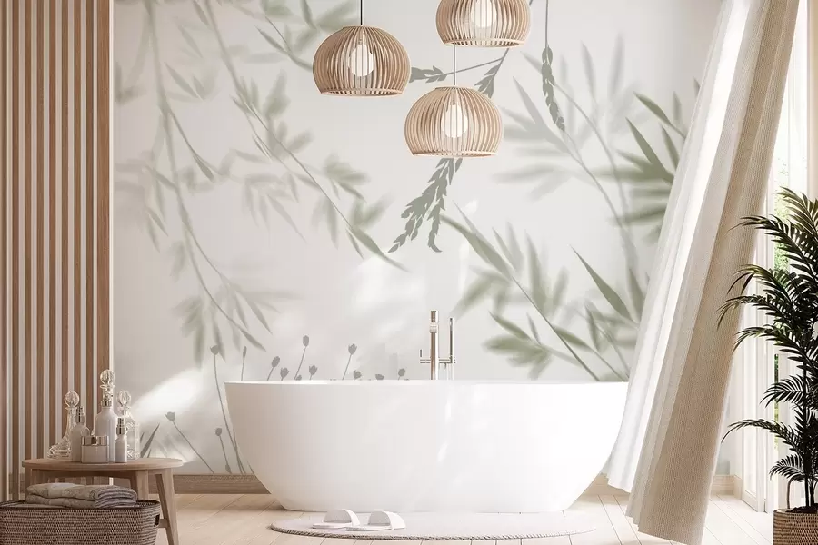 Fotobehang Silhouetten van gebladerte w04850