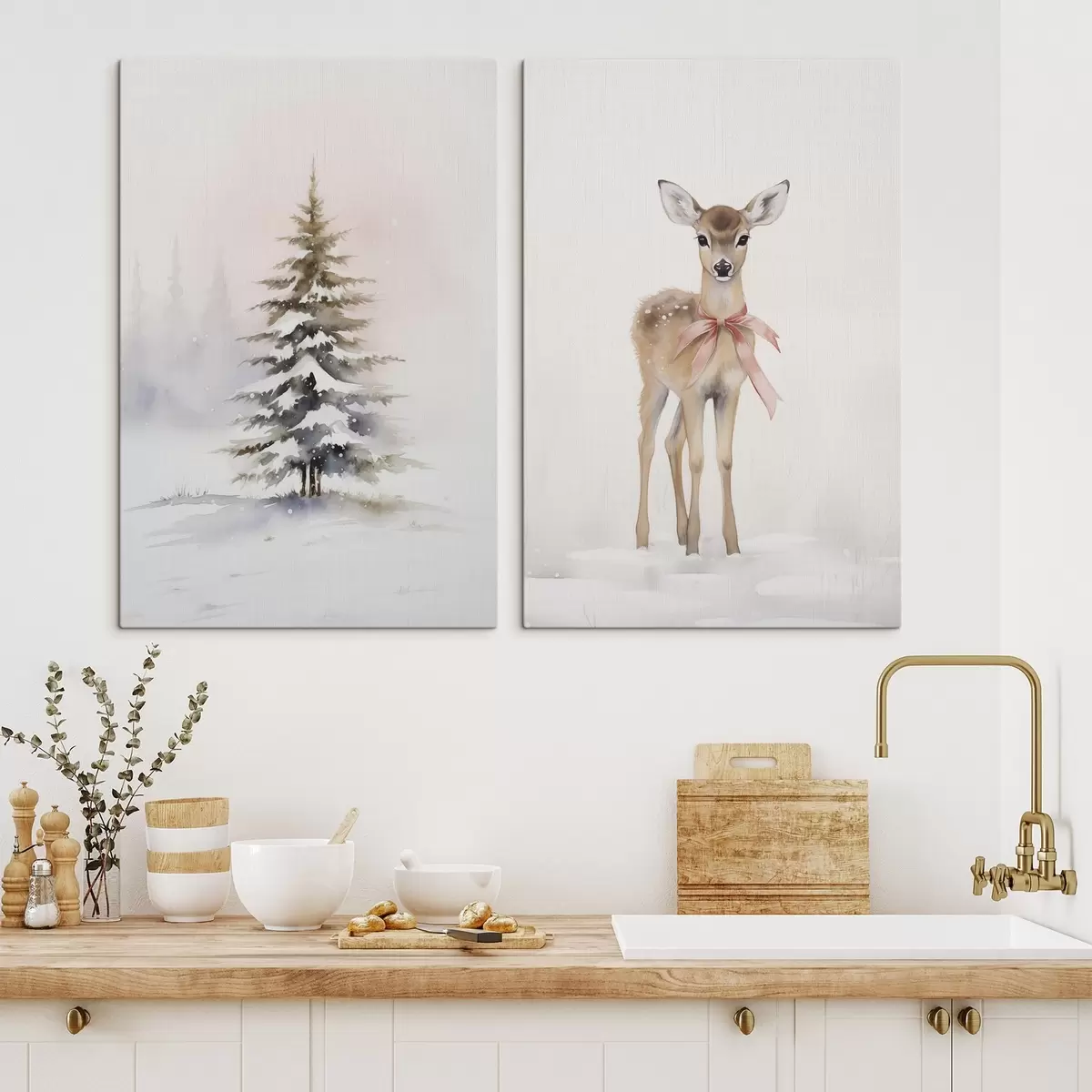  Schilderijen Sparren en reeën m00933