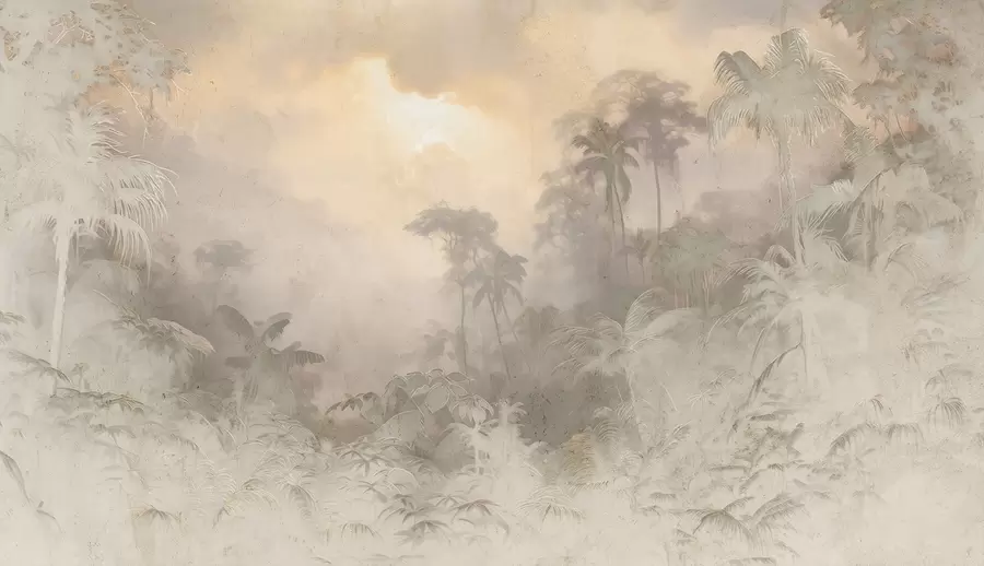 Fotobehang Gestileerde jungle op de muur w04839